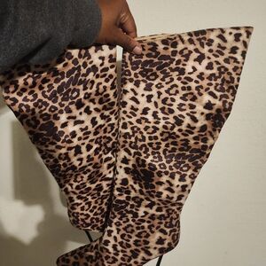 Fashion Nova Leopard Print Heeled Boots